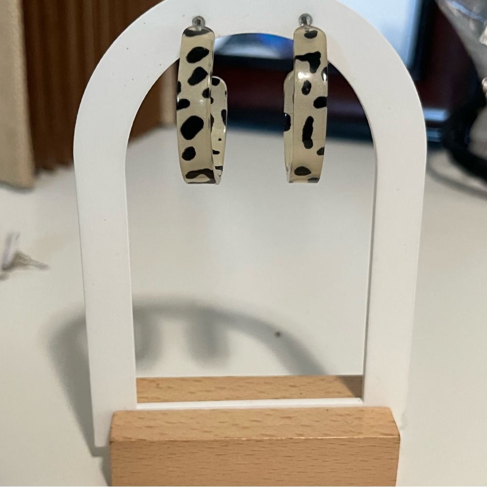 Light brown Dalmatian Print Hoop Earrings